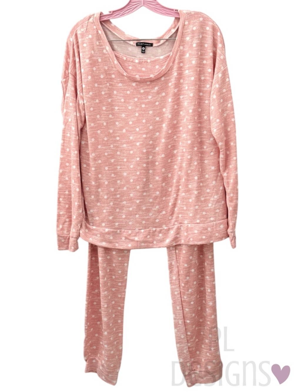 tarte Sleepwear Lounge wear Coral Pink Polka Dots Two-Piece Set XL